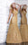 MNM Couture - 8290 Dazzling V-neck Trumpet Dress In Gold