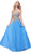 Nox Anabel - 8291 Strapless Gold Lace Appliqued Long Gown