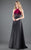 Rachel Allan Couture - 8279 Floral Beaded Halter Gown in Red and Black