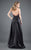 Rachel Allan Couture - 8279 Floral Beaded Halter Gown in Red and Black