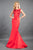 Rachel Allan Couture - 8292 Floral Sequined Bateau Trumpet Gown in Red