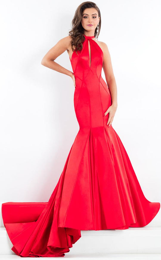 Rachel Allan Prima Donna - 5949 Halter Neck Structured Evening Gown  in Red