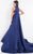Rachel Allan Prima Donna - 5951 Plunging Cutout Mikado Evening Gown in Blue