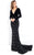 Rachel Allan Prima Donna - 5952 Long-Sleeved Velvet Beaded Sheath Gown in Black
