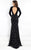 Rachel Allan Prima Donna - 5952 Long-Sleeved Velvet Beaded Sheath Gown in Black