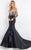 Rachel Allan Prima Donna - 5955 Long Sleeve Glittering Ombre Gown  in Black