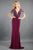Rachel Allan Couture - 8294 Fringe Short Sleeves Plunging Gown in Red