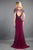 Rachel Allan Couture - 8294 Fringe Short Sleeves Plunging Gown in Red