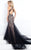 Rachel Allan Prima Donna - 5963 Halter Floral Embellished Long Gown  in Black and Neutral