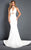 Rachel Allan Prima Donna - 5966 Plunging Beaded Open Back Jersey Gown in White