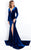 Rachel Allan Prima Donna - 5968 Long-Sleeve V-Neck Classic Velvet Gown in Blue