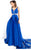 Rachel Allan Prima Donna - 5970 Beaded Matte Satin Evening Gown in Blue