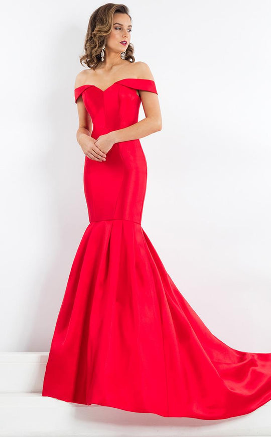 Rachel Allan Prima Donna - 5977 Off Shoulder Mikado Evening Gown in Red
