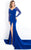 Rachel Allan Prima Donna - 5978 Beaded Illusion Long Sleeve Prom Gown in Blue