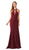 Poly USA - 8296 High Halter Strappy Trumpet Gown In Burgandy