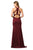 Poly USA - 8296 High Halter Strappy Trumpet Gown In Burgandy