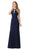 Poly USA - 8296 High Halter Strappy Trumpet Gown In Navy