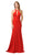 Poly USA - 8296 High Halter Strappy Trumpet Gown In Red