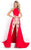 Rachel Allan Prima Donna - 5980 Two Piece Jumpsuit with Overskirt in Red and Neutral
