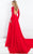 Rachel Allan Prima Donna - 5986 Long-Sleeve Choker Gown with Overskirt in Red