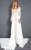 Rachel Allan Prima Donna - 5986 Long-Sleeve Choker Gown with Overskirt in White