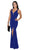 Poly USA - 8298 Deep V Neckline Evening Gown with Long Front Slit in Red