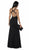 Poly USA - 8298 Deep V Neckline Evening Gown with Long Front Slit in Black