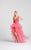 Ellie Wilde - EW118035 Plunging V-Neck Appliqued High Low Gown In Pink