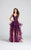 Ellie Wilde - EW118035 Plunging V-Neck Appliqued High Low Gown In Purple