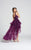 Ellie Wilde - EW118035 Plunging V-Neck Appliqued High Low Gown In Purple