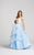 Ellie Wilde - EW118040 Two-Piece Lace Off-Shoulder Tiered A-Line Gown In White and Blue