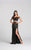 Ellie Wilde - EW118059 Two-Piece Lace Off Shoulder High Slit Gown In Black