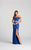 Ellie Wilde - EW118059 Two-Piece Lace Off Shoulder High Slit Gown In Blue