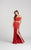 Ellie Wilde - EW118059 Two-Piece Lace Off Shoulder High Slit Gown In Red