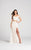 Ellie Wilde - EW118059 Two-Piece Lace Off Shoulder High Slit Gown In White