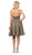Poly USA - 8304 Metallic V-Neck A-Line Cocktail Dress In Gold