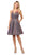 Poly USA - 8304 Metallic V-Neck A-Line Cocktail Dress In Violet