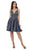 Poly USA - 8304 Metallic V-Neck A-Line Cocktail Dress Royal