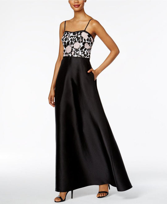 Adrianna Papell - Embellished Semi-Sweetheart Dress AP1E201123 in Pink and Black