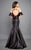 Rachel Allan Couture - 8301 Floral Embroidered Ruffled Mermaid Gown  in Black