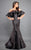 Rachel Allan Couture - 8301 Floral Embroidered Ruffled Mermaid Gown  in Black