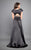 Rachel Allan Couture - 8303 Two Piece V-neck Romper with Overskirt in Black
