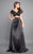 Rachel Allan Couture - 8303 Two Piece V-neck Romper with Overskirt in Black