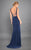 Rachel Allan Couture - 8304 Sequined Plunging V Neck Jersey Gown in Blue