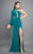 Rachel Allan Couture - 8313 Fitted High Neck One Shoulder Strap Dress in Green