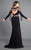 Rachel Allan Couture - 8326 Two Piece Plunging Fitted Tassel Gown in Black