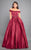 Rachel Allan Couture - 8306 Off-Shoulder Matte Satin Ballgown in Red