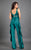 Rachel Allan Couture - 8308 Embellished Deep V-neck Jumpsuit in Green