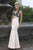 Alexia Designs - 830 Satin Lace Halter V-neck Trumpet Dress In Neutral and Black