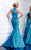 MNM Couture - 8313W Sheer Halter Pleated Evening Gown In Blue